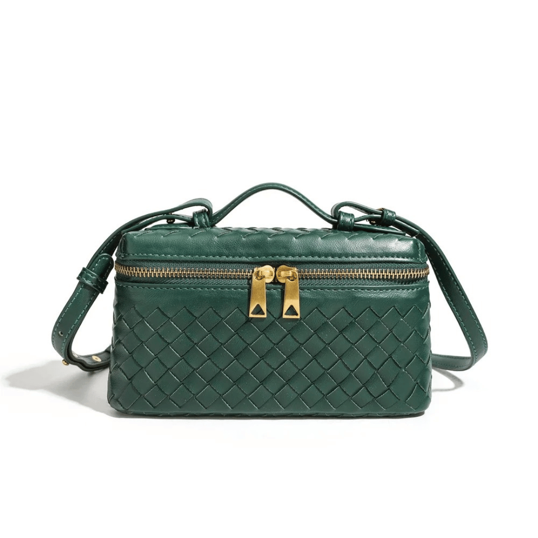 Bolsa Boston Trançada com Zíper Duplo e Alça Tiracolo