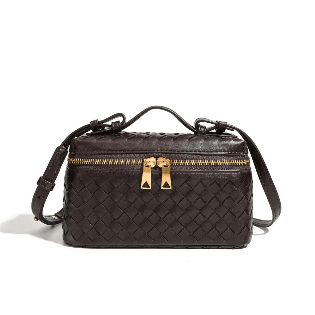 Bolsa Boston Trançada com Zíper Duplo e Alça Tiracolo