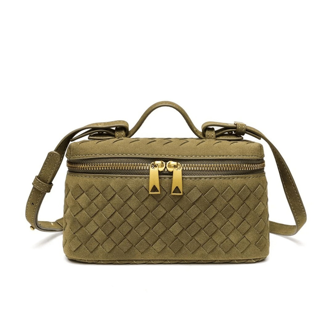 Bolsa Boston Trançada com Zíper Duplo e Alça Tiracolo