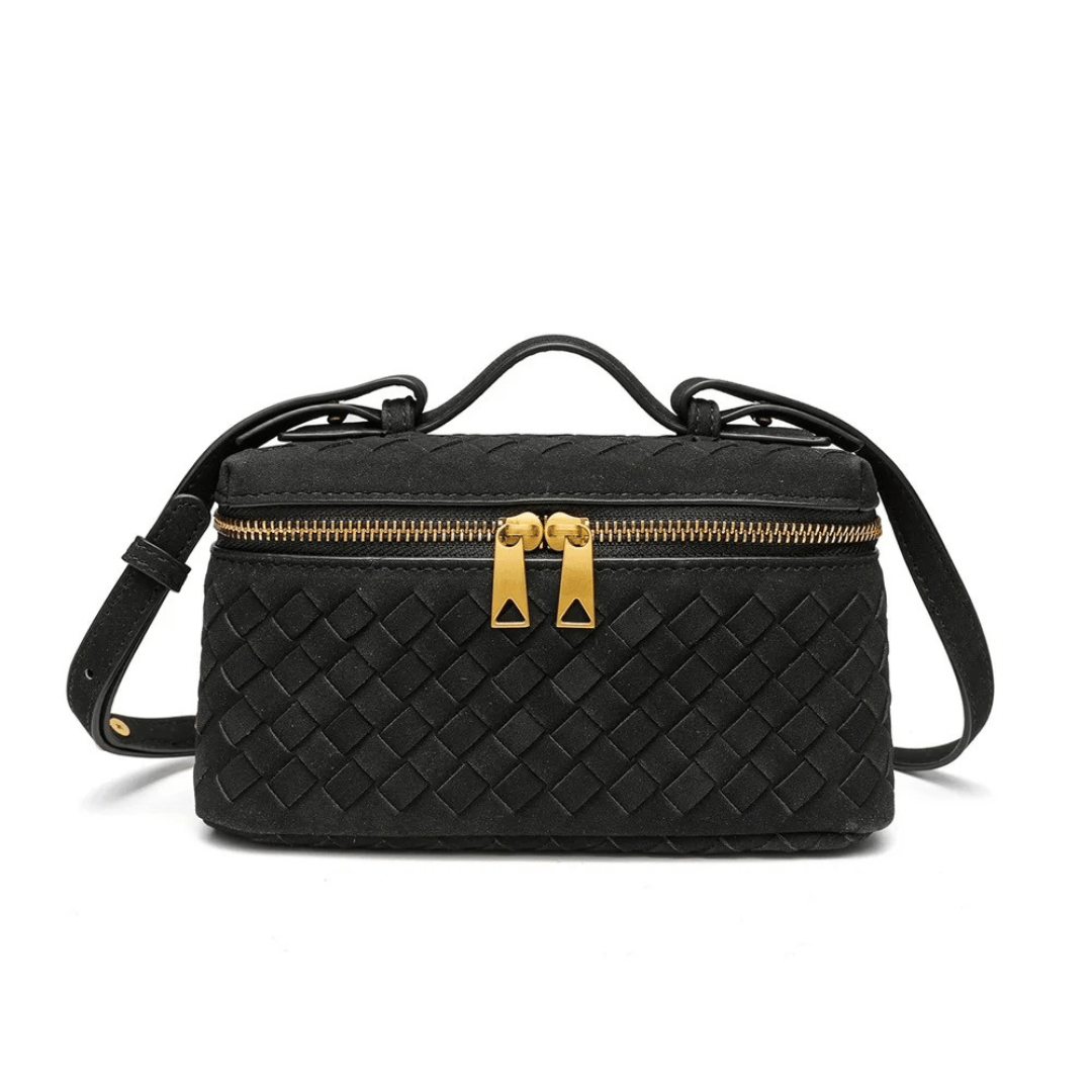 Bolsa Boston Trançada com Zíper Duplo e Alça Tiracolo