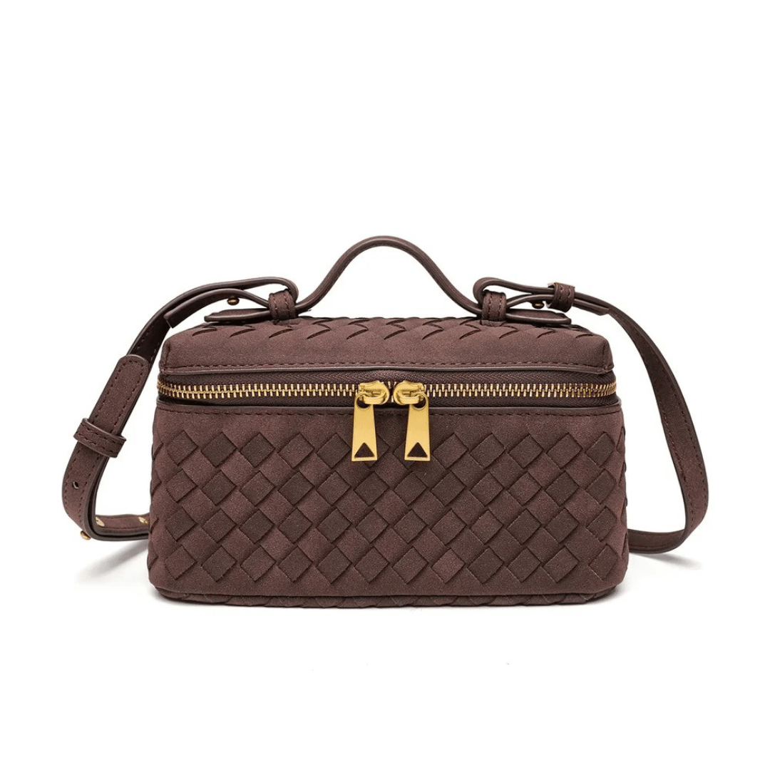 Bolsa Boston Trançada com Zíper Duplo e Alça Tiracolo