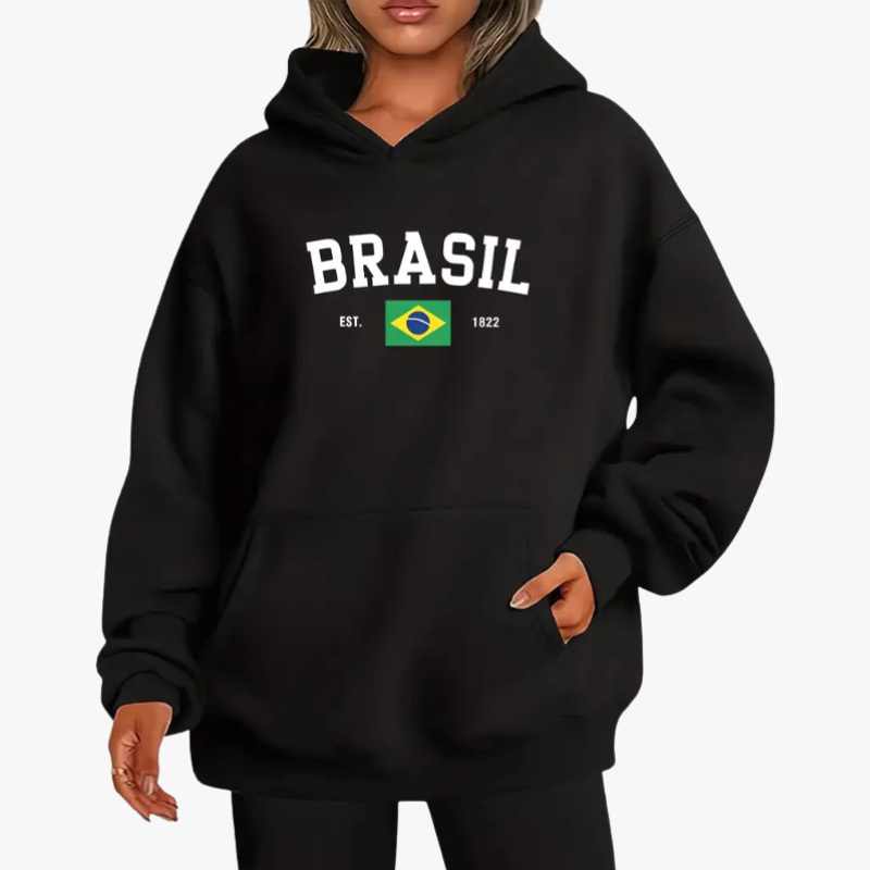 Moletom Canguru Brasil Bandeira Feminino