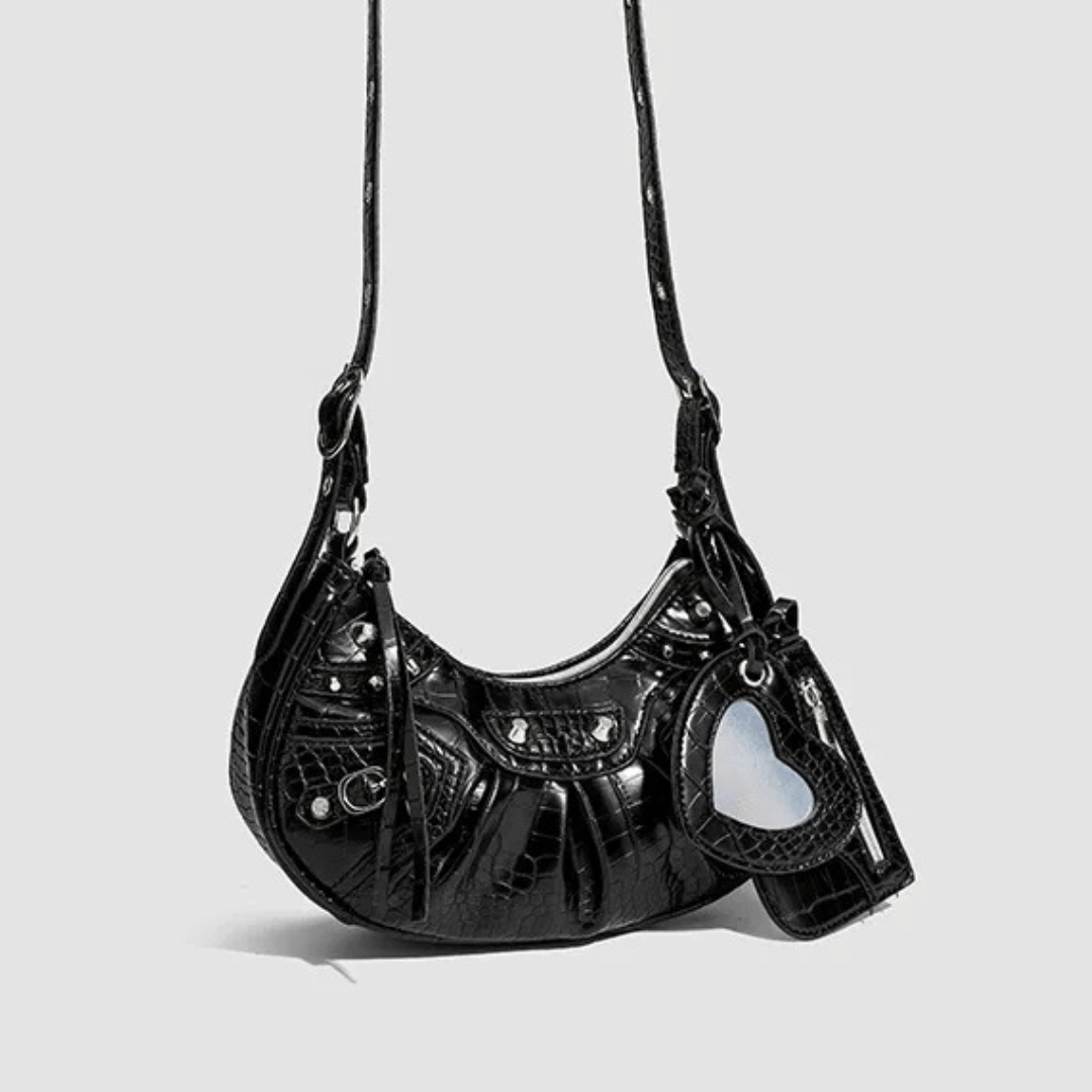Bolsa Hobo com Rebites e Pochete Removível Estilo Retrô
