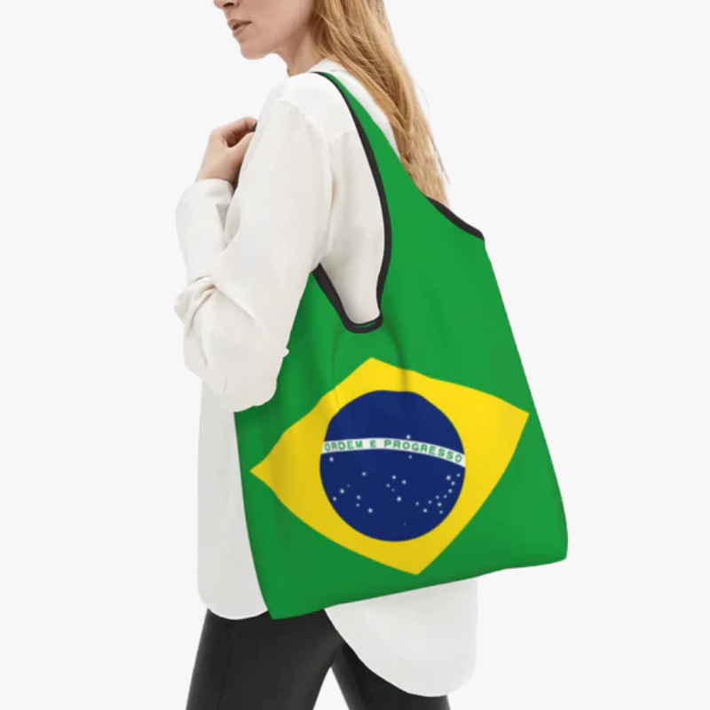 Sacola Ecobag Bandeira do Brasil Dobrável