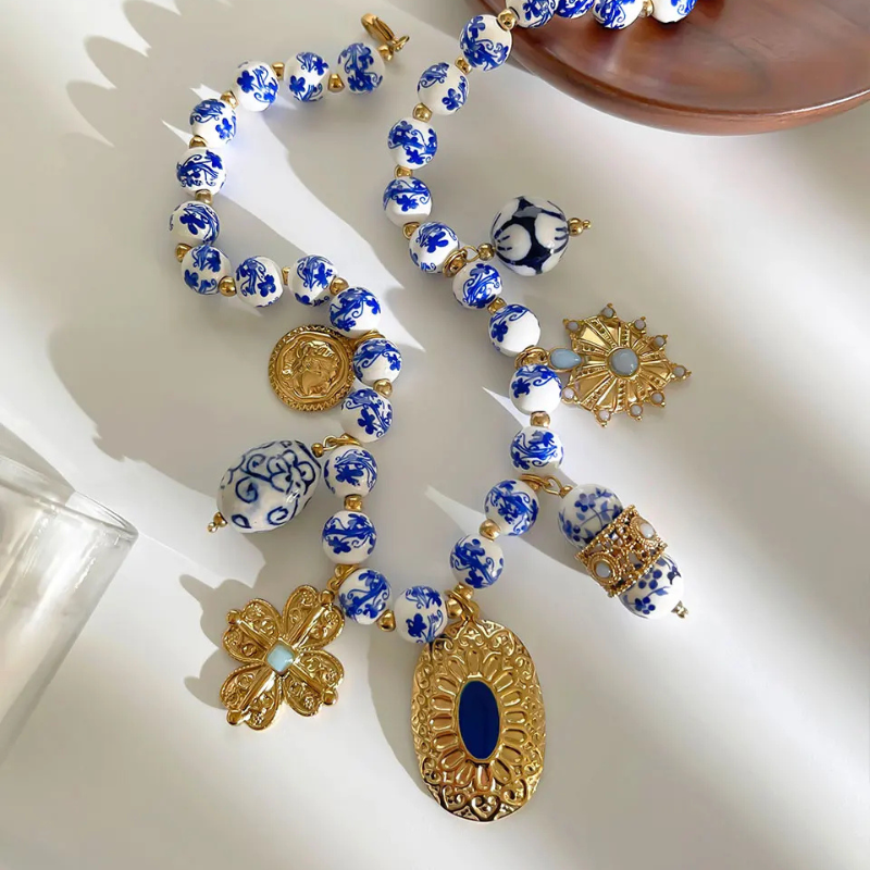 Colar Artesanal Porcelana Azul