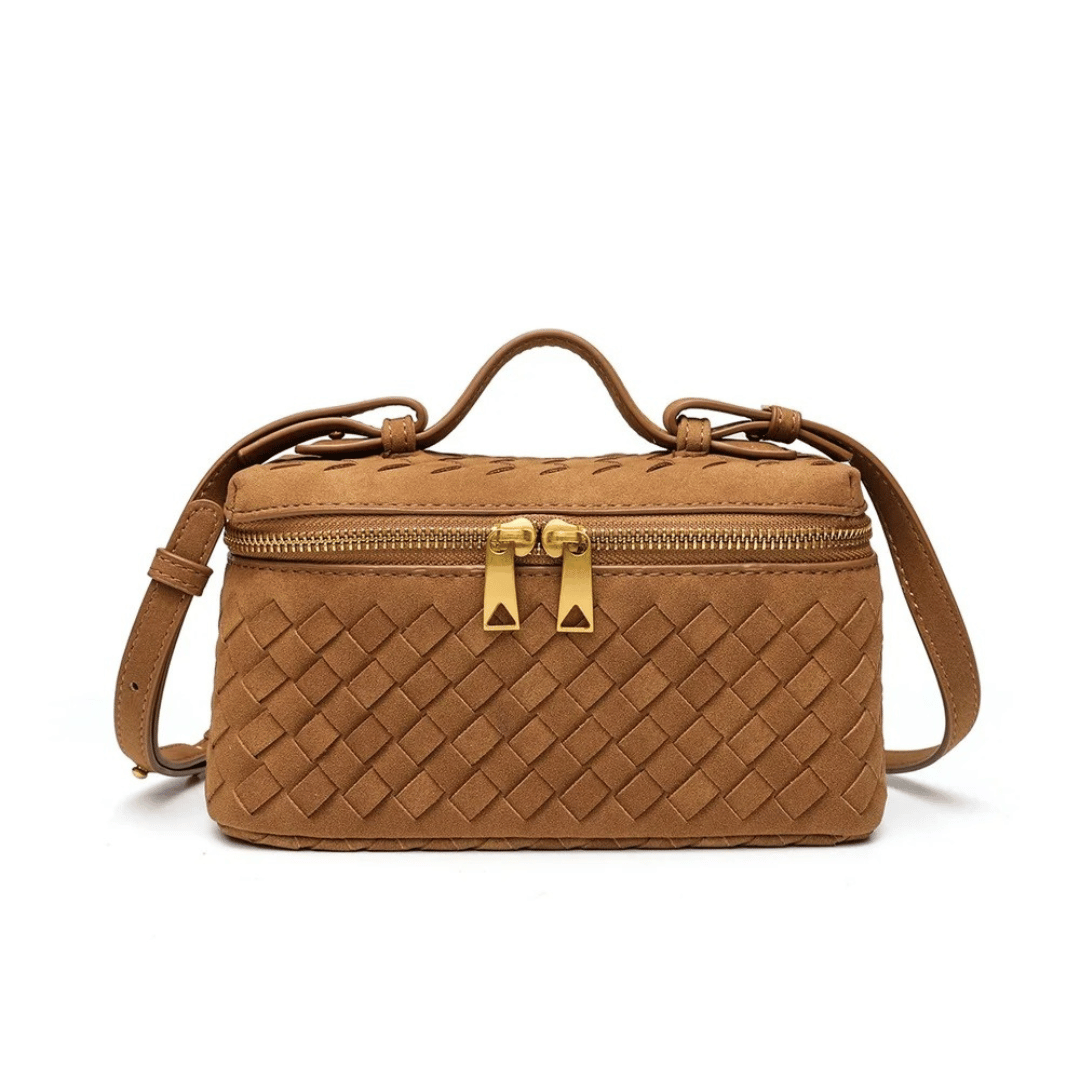 Bolsa Boston Trançada com Zíper Duplo e Alça Tiracolo
