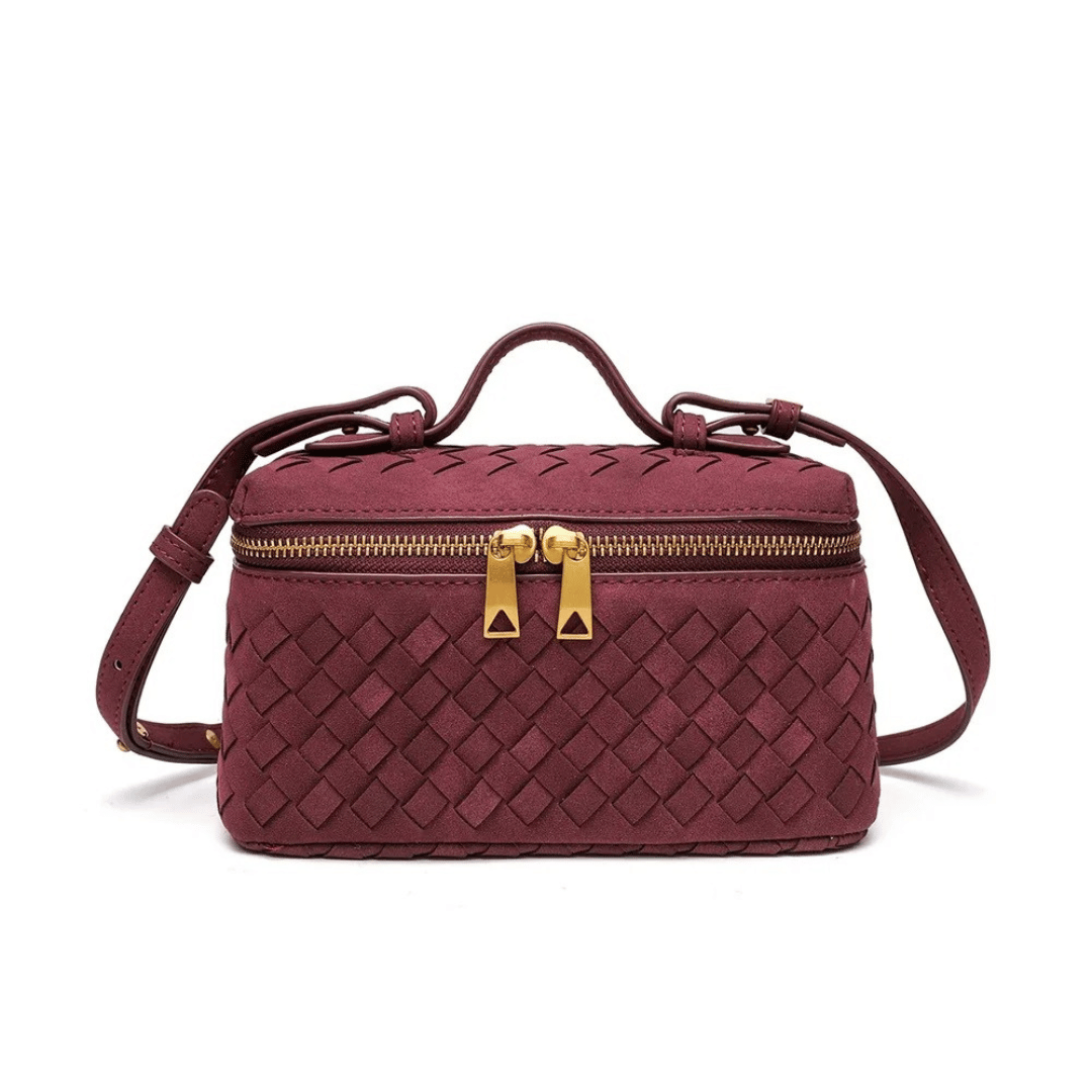 Bolsa Boston Trançada com Zíper Duplo e Alça Tiracolo