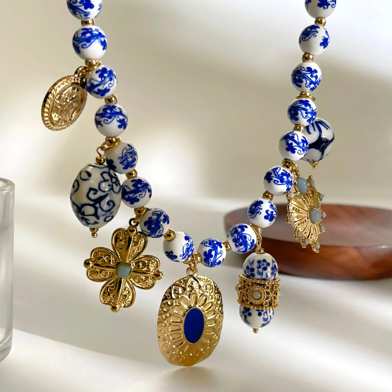 Colar Artesanal Porcelana Azul