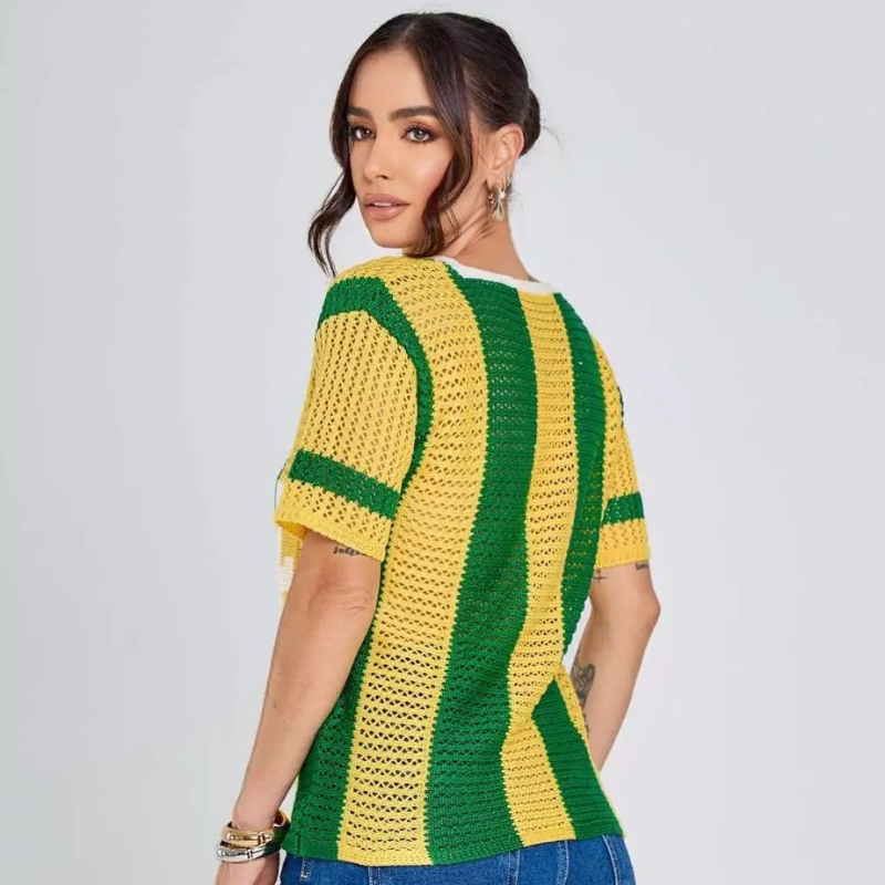 Blusa Tricô Brasil Verde e Amarelo