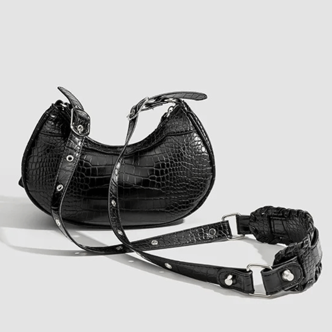 Bolsa Hobo com Rebites e Pochete Removível Estilo Retrô