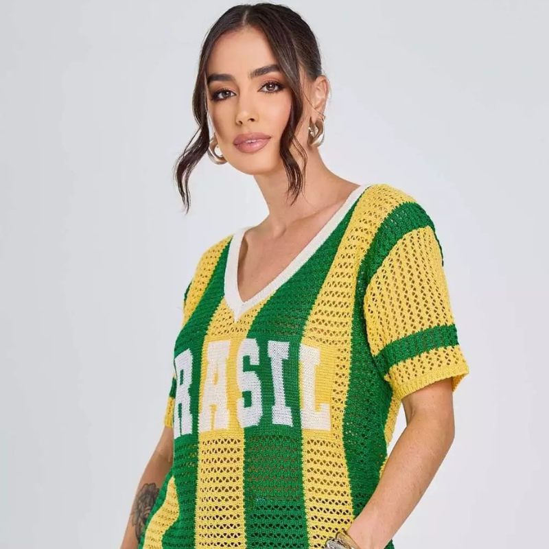 Blusa Tricô Brasil Verde e Amarelo