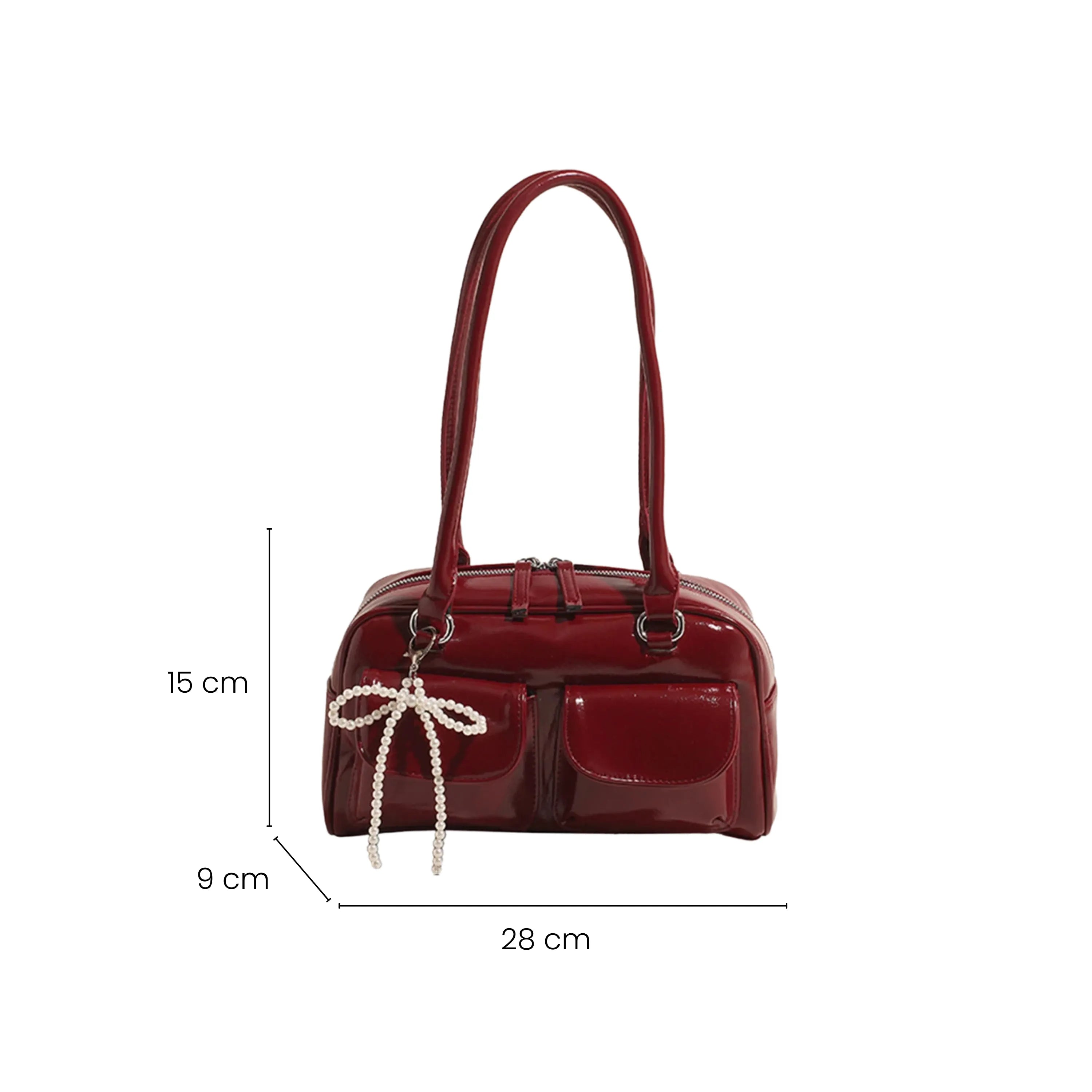 Bolsa Air Bag Vintage com Bolsos e Laço de Pérolas