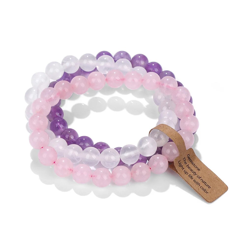Conjunto de Pulseiras de Cristal de Pedra Natural Energia Positiva