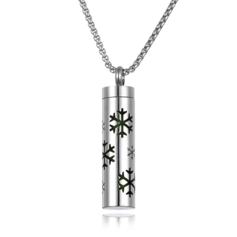 Colar Difusor Aromaterapia Cilindro Rendado Aço Inoxidável