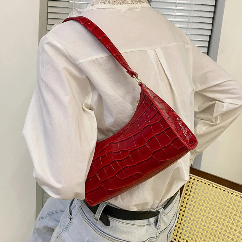 Bolsa Air Bag Meia-Lua Croco