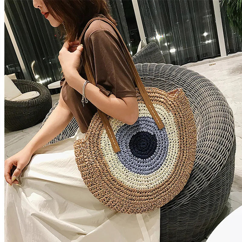 Bolsa de Palha Olho Grego Artesanal Moda Praia