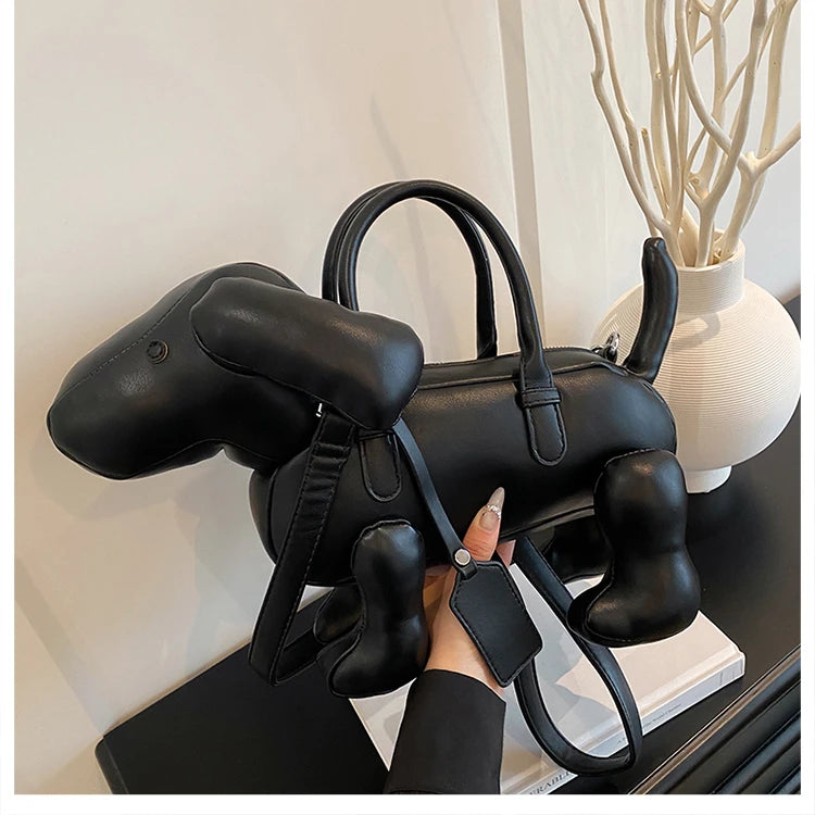 Bolsa Cachorro Cartoon 3D Couro PU com Alça Superior