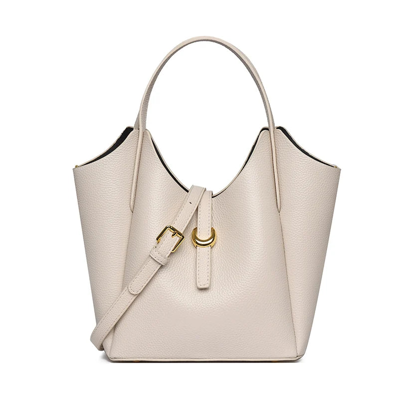 Bolsa Tote em Couro Legítimo Minimalista com Alça Ajustável