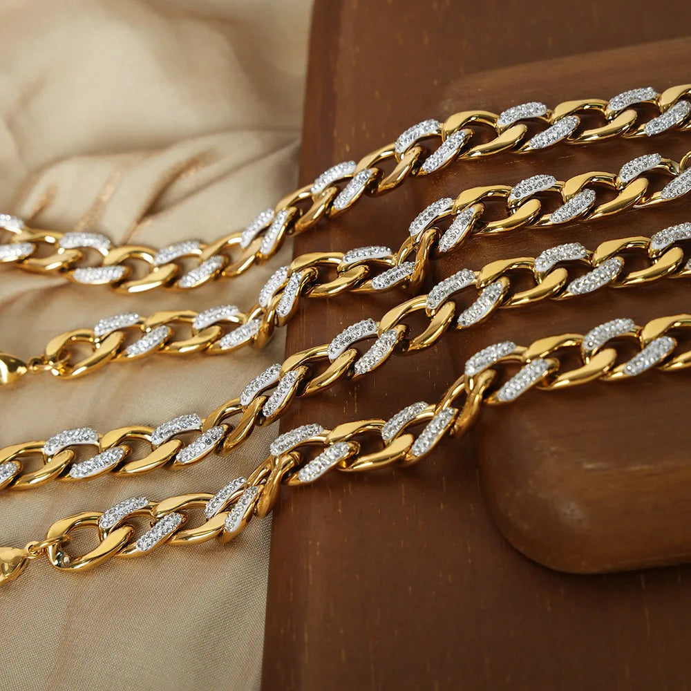 Conjunto de Colar e Pulseira de Aço Inoxidável