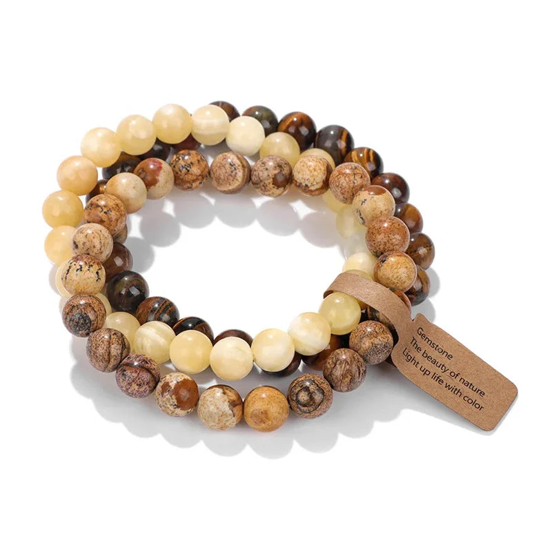 Conjunto de Pulseiras de Cristal de Pedra Natural Energia Positiva