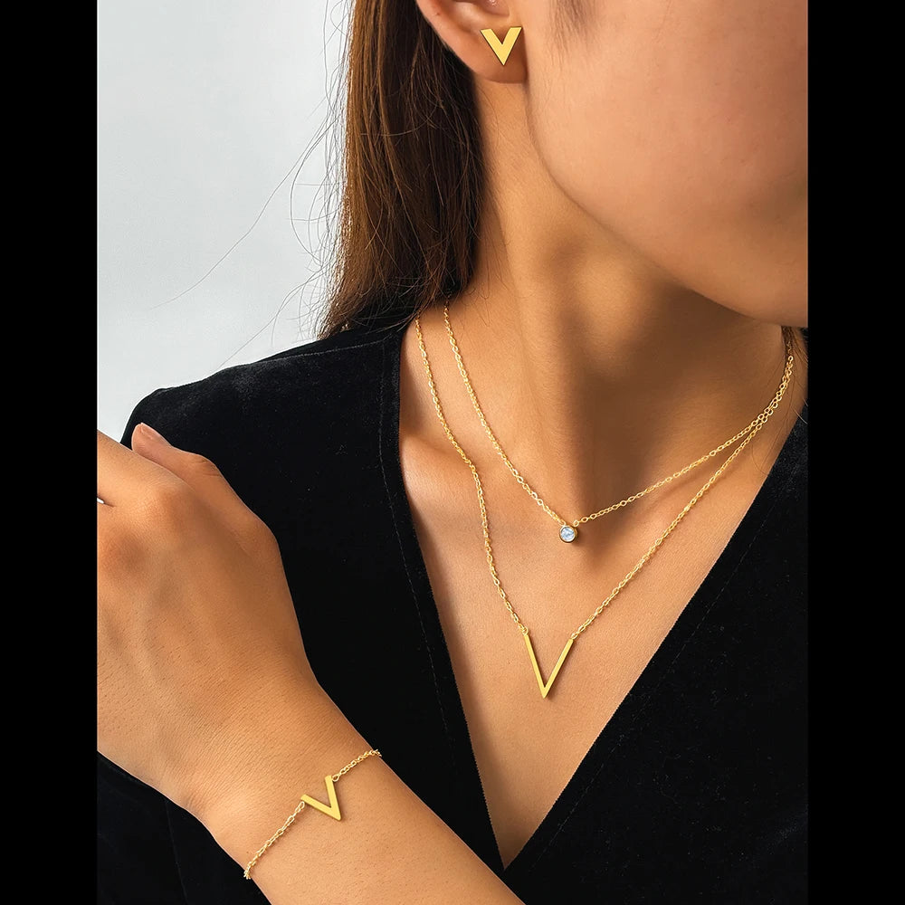 Conjunto de Joias Femininas de Aço Inoxidável com Cruz Cristã