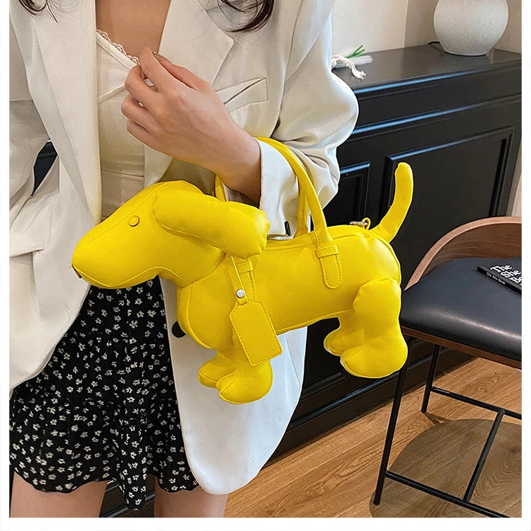 Bolsa Cachorro Cartoon 3D Couro PU com Alça Superior