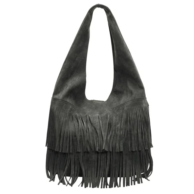 Bolsa Boho Camurça com Franjas em Camadas
