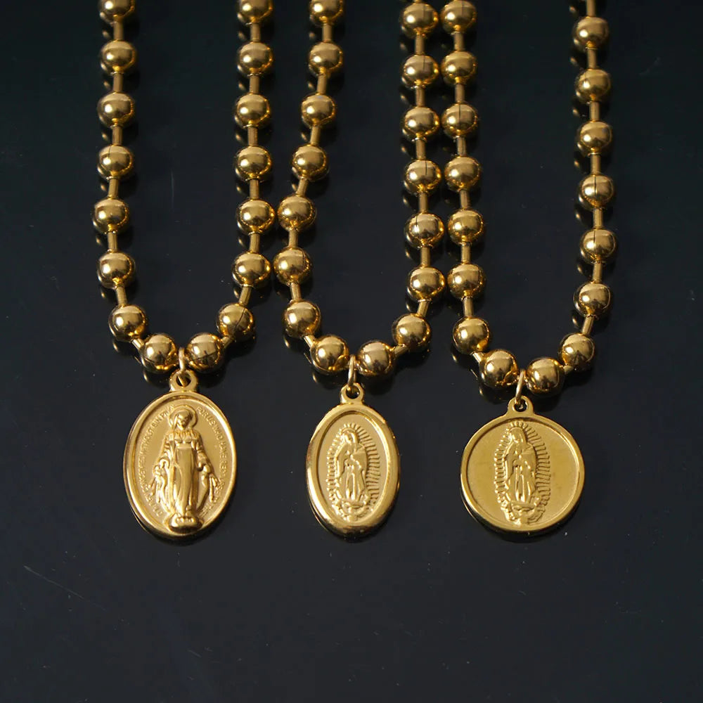 Colar Corrente e Medalha Nossa Senhora em Aço Inoxidável