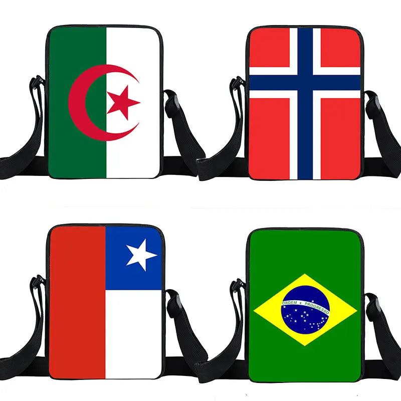 Bolsa Transversal Estampa Bandeira dos Países