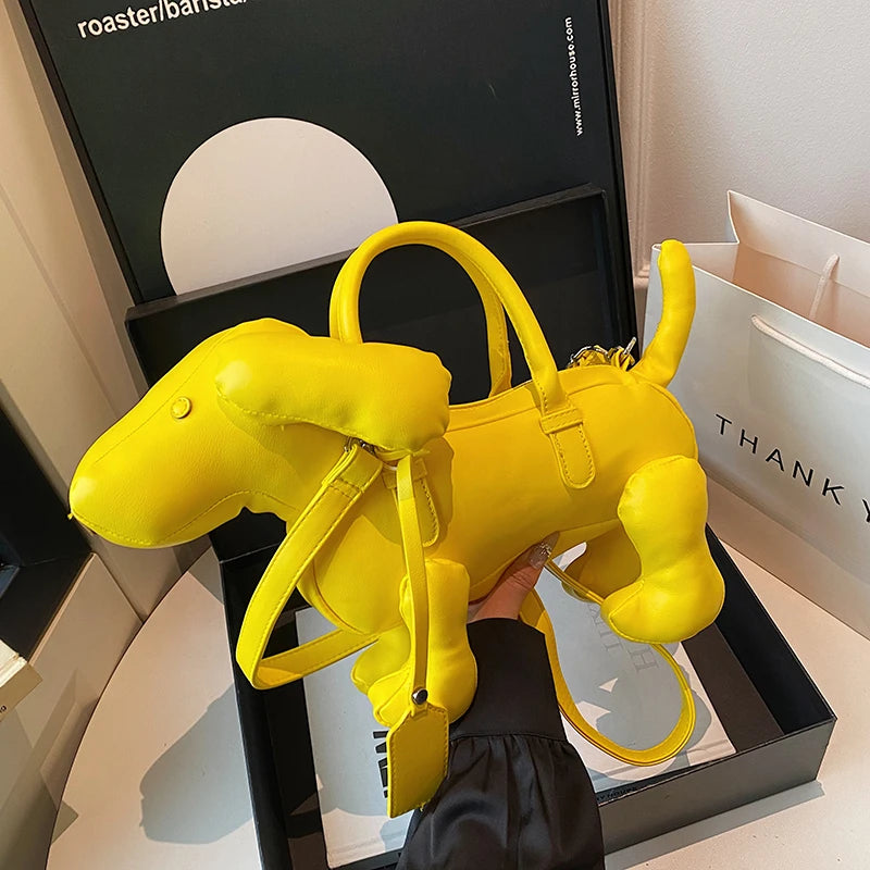 Bolsa Cachorro Cartoon 3D Couro PU com Alça Superior