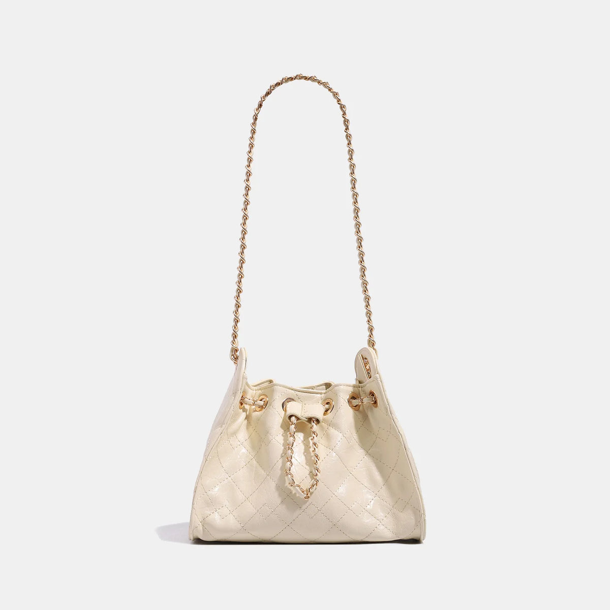 Bolsa Shoulder com Corrente Trançada Diamantada e Alça Única