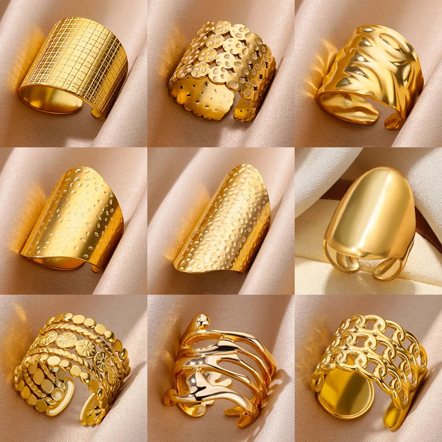 Anel Glam Bold Ajustável em Aço Inoxidável