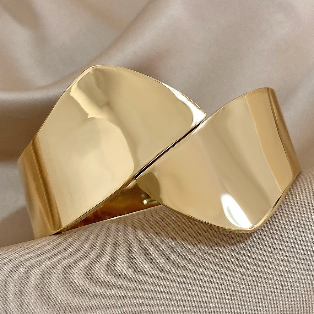 Bracelete Wide Glam em Aço Inoxidável