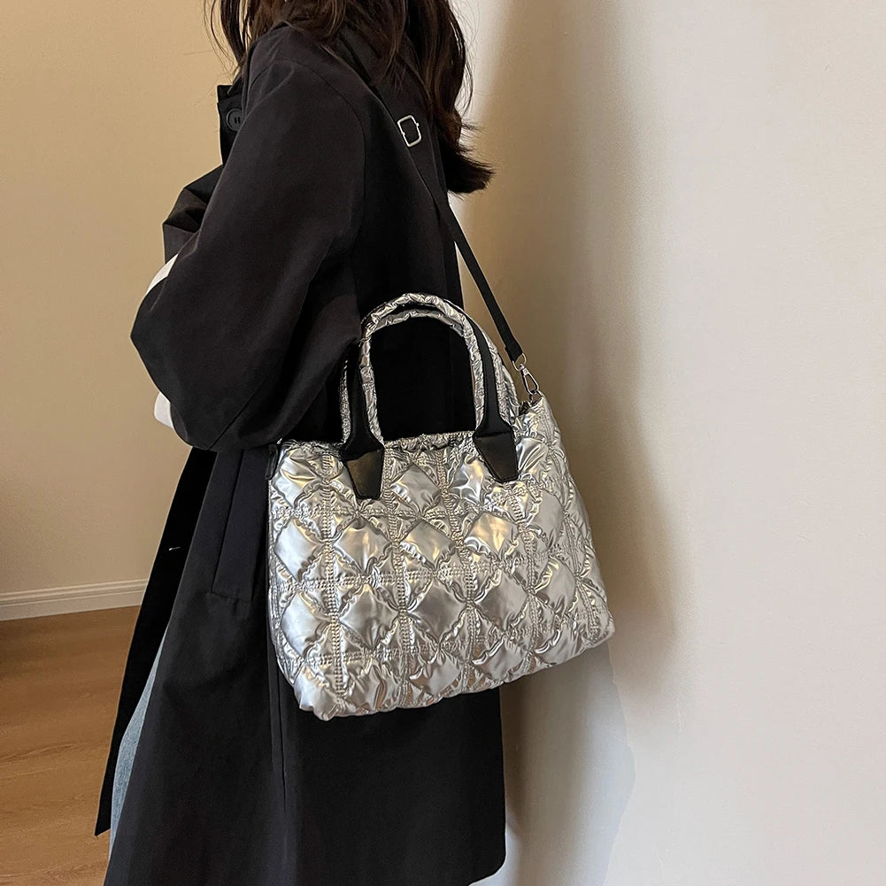 Bolsa Puffer Shopbag Esportiva Casual Metalizada