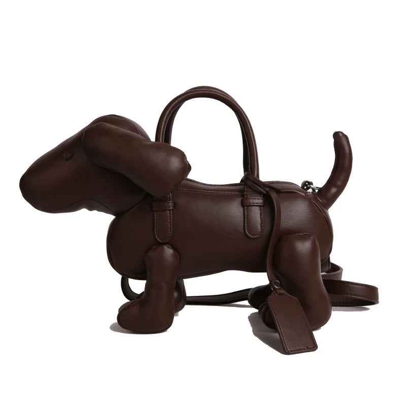 Bolsa Cachorro Cartoon 3D Couro PU com Alça Superior