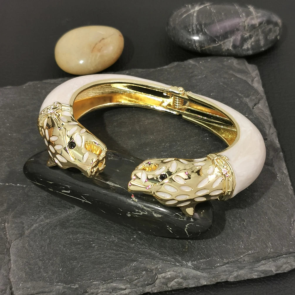 Bracelete Leopardo Esmaltado  Luxo
