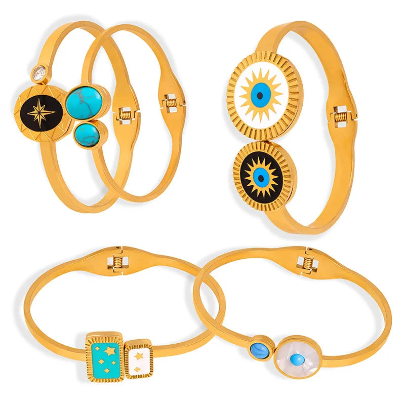 Pulseira de Aço Inoxidável Boho Olho Grego