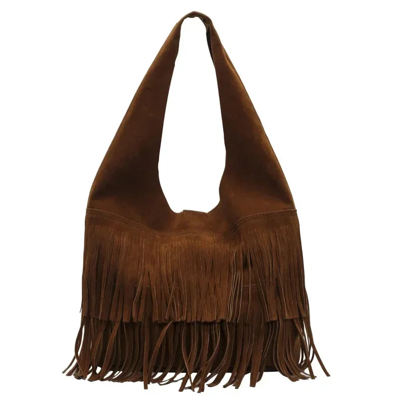 Bolsa Boho Camurça com Franjas em Camadas