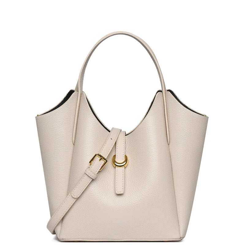 Bolsa Tote em Couro Legítimo Minimalista com Alça Ajustável