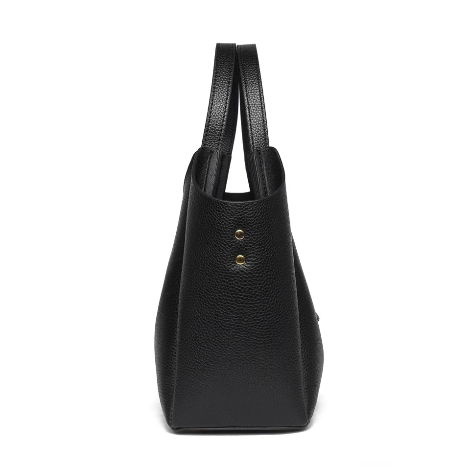 Bolsa Tote em Couro Legítimo Minimalista com Alça Ajustável