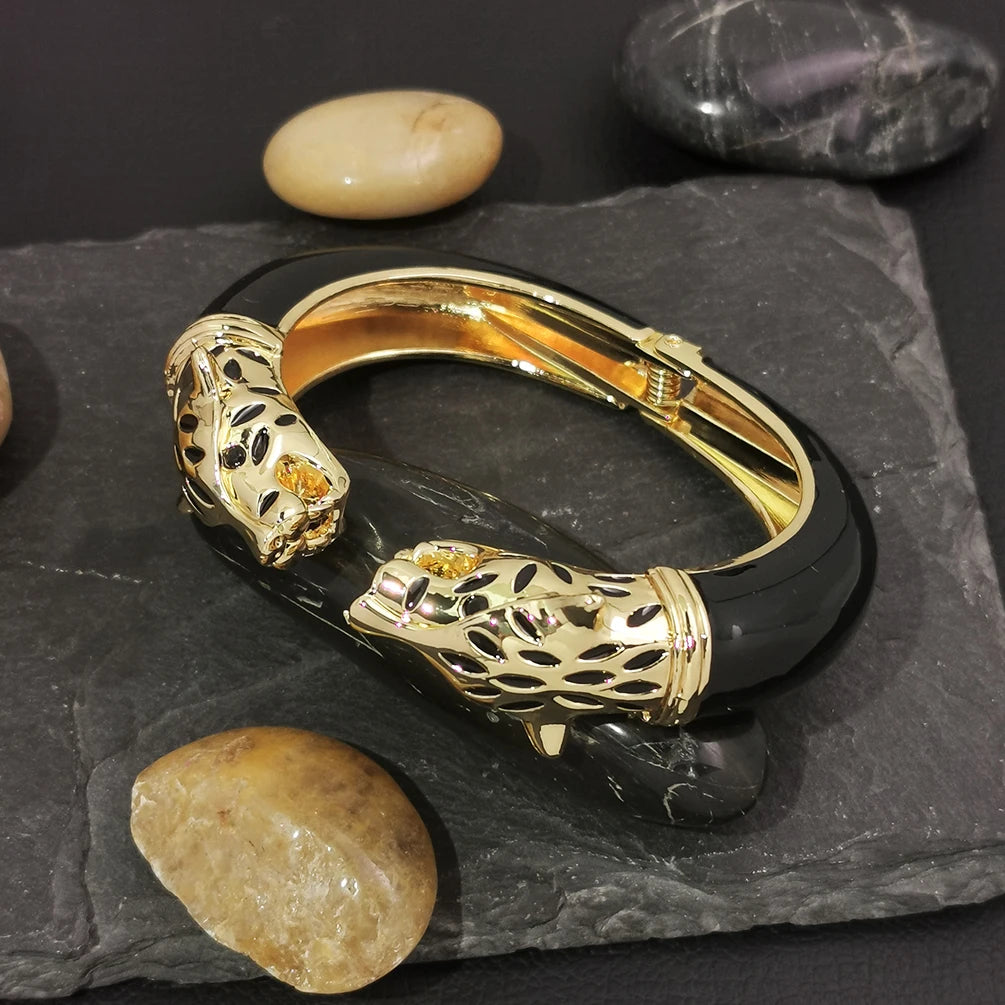 Bracelete Leopardo Esmaltado  Luxo