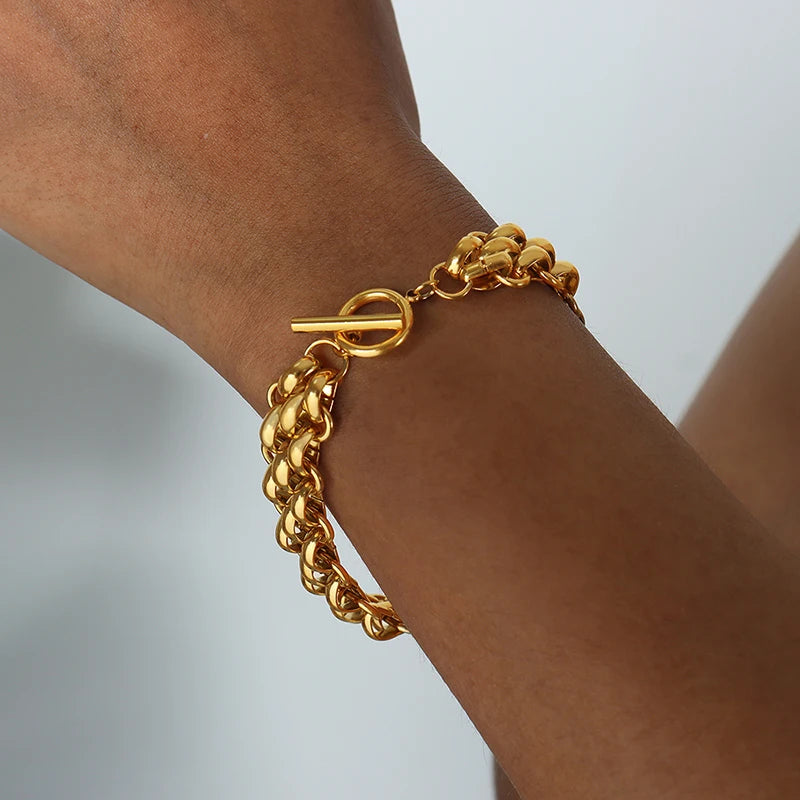 Colar e Pulseira em Aço Inoxidável