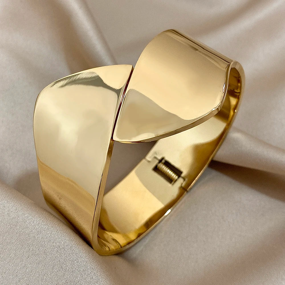Bracelete Wide Glam em Aço Inoxidável