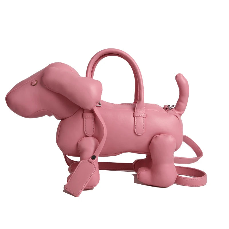 Bolsa Cachorro Cartoon 3D Couro PU com Alça Superior