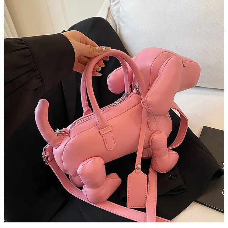 Bolsa Cachorro Cartoon 3D Couro PU com Alça Superior