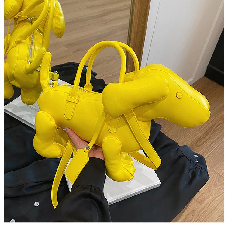 Bolsa Cachorro Cartoon 3D Couro PU com Alça Superior