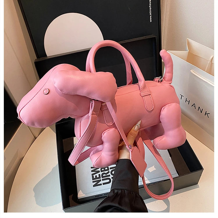 Bolsa Cachorro Cartoon 3D Couro PU com Alça Superior