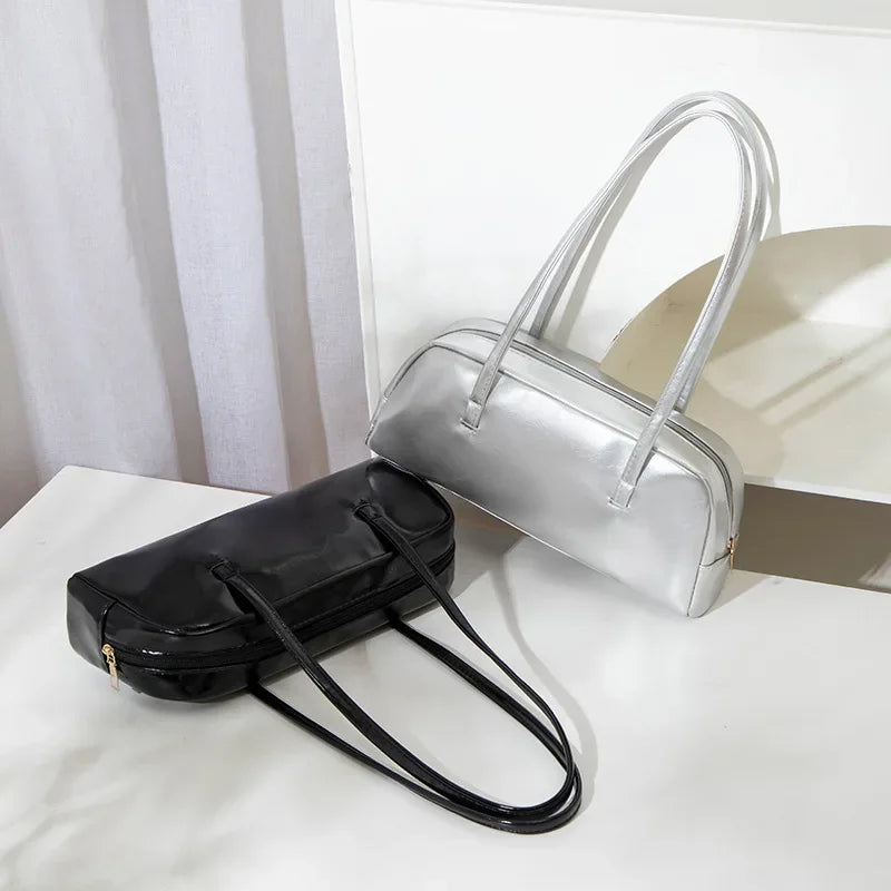 Bolsa Shoulder Baguette com Alças Duplas e Zíper