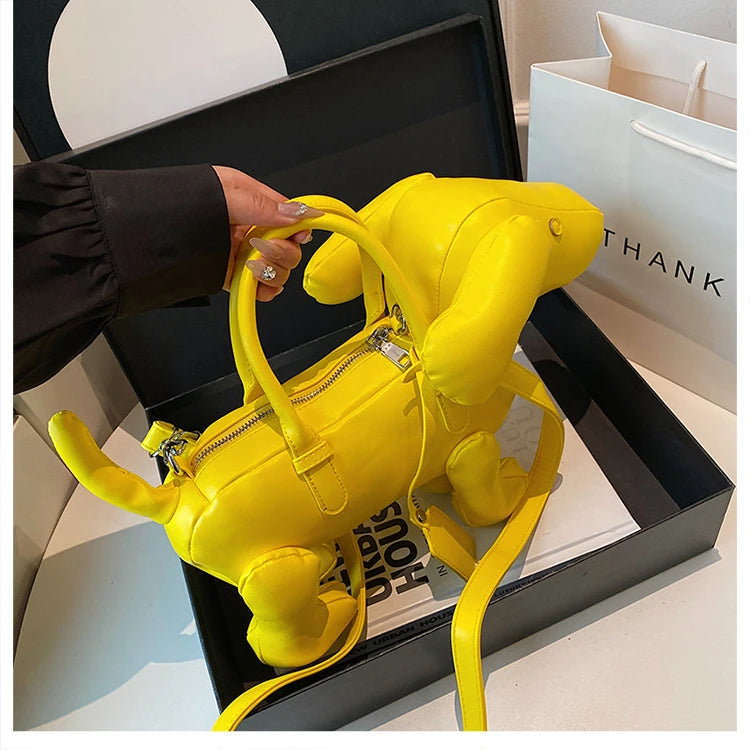 Bolsa Cachorro Cartoon 3D Couro PU com Alça Superior