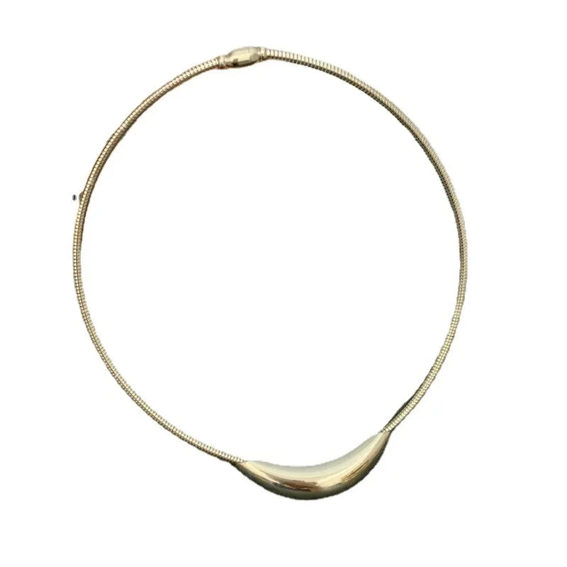 Gargantilha em Aço Inoxidável Prateado e Dourado